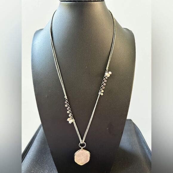Silpada Designs Necklace N2190. Quartz, Pink Soapstone, Pearl. 24" long - Picture 8 of 8